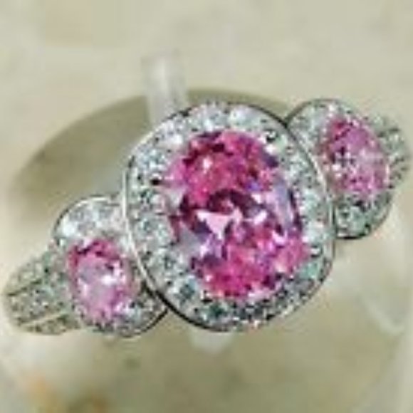 Sapphire & White Topaz Silver Ring - Picture 3 of 6